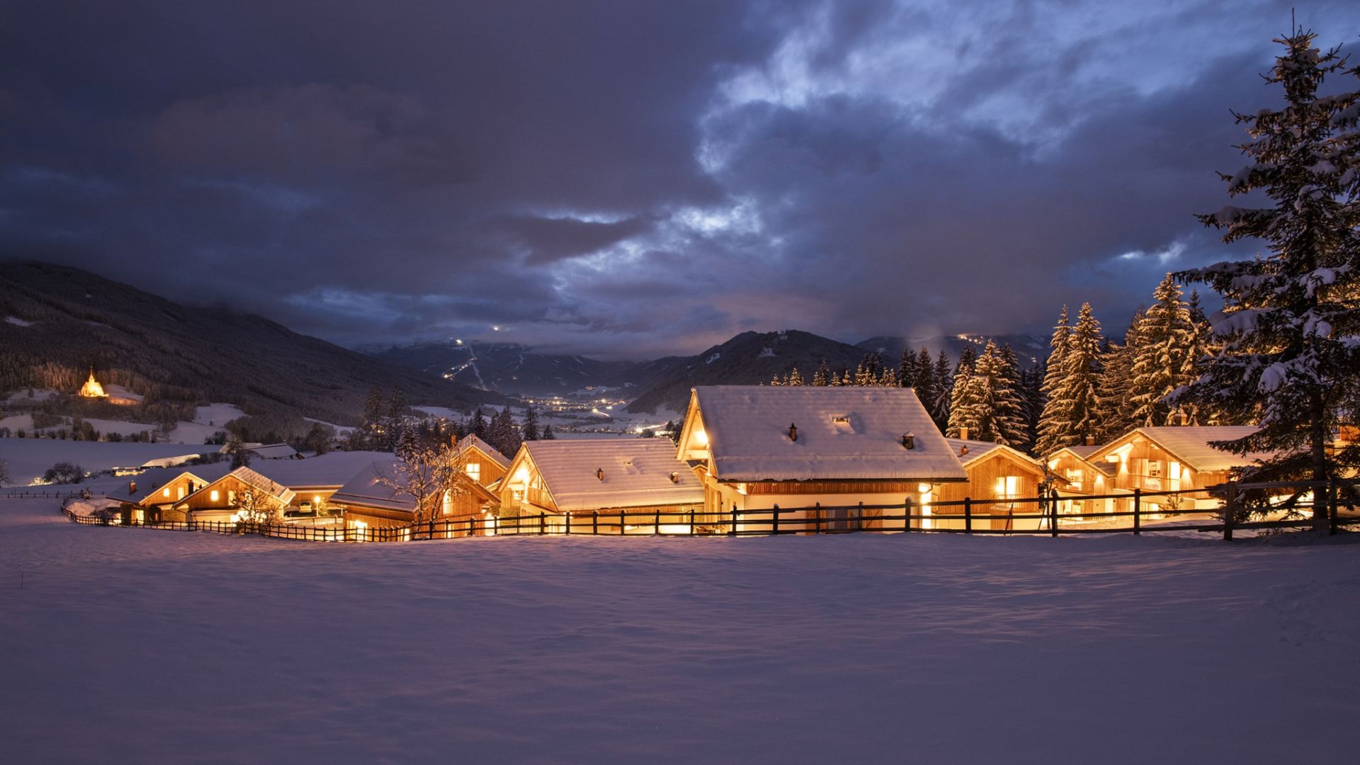 Ausblick Lerchpeuntgut im Winter am Abend